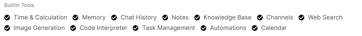 Builtin Tools categories in the Model Editor