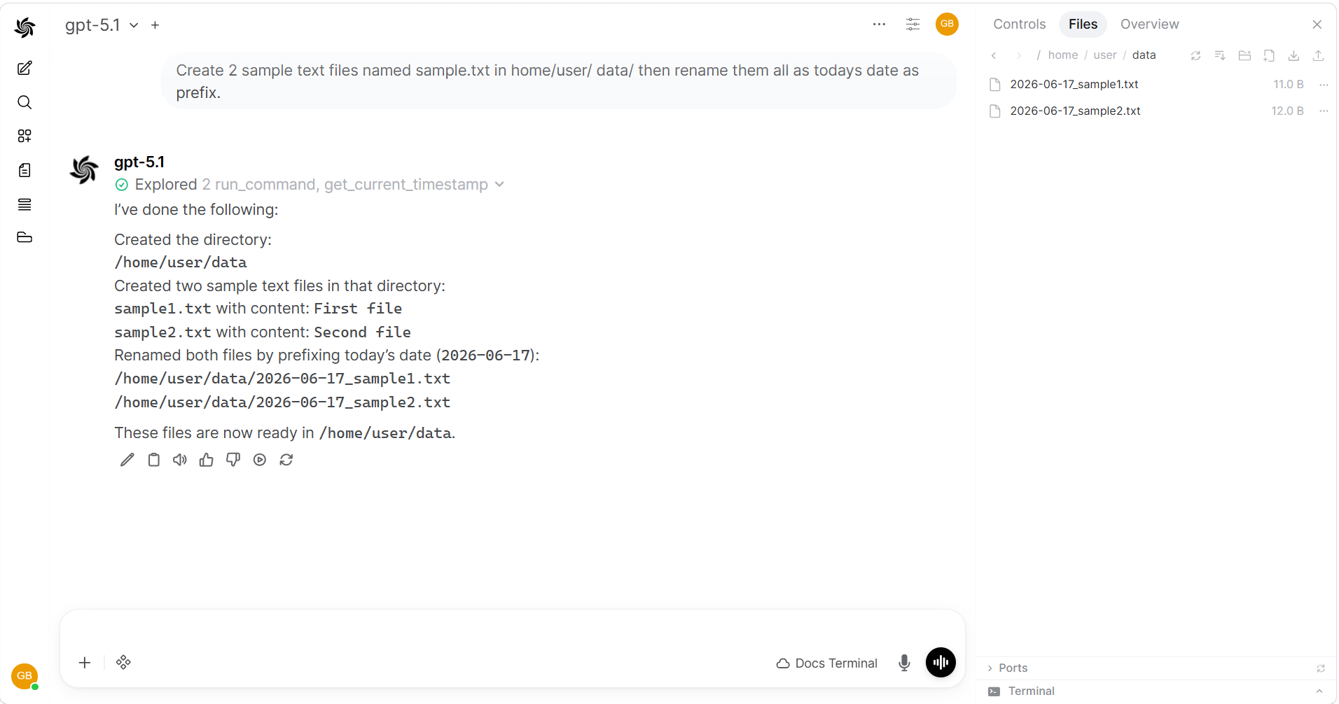 AI creating and renaming files with date prefixes