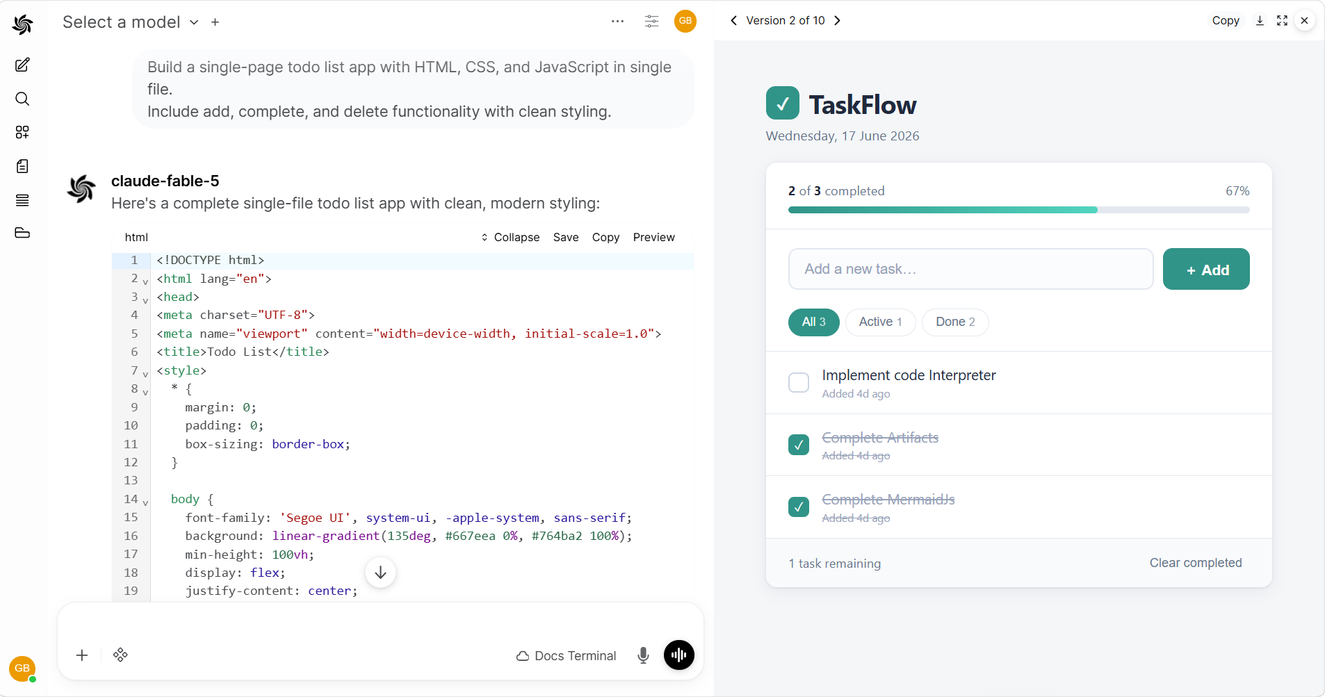 AI creating and running a web application