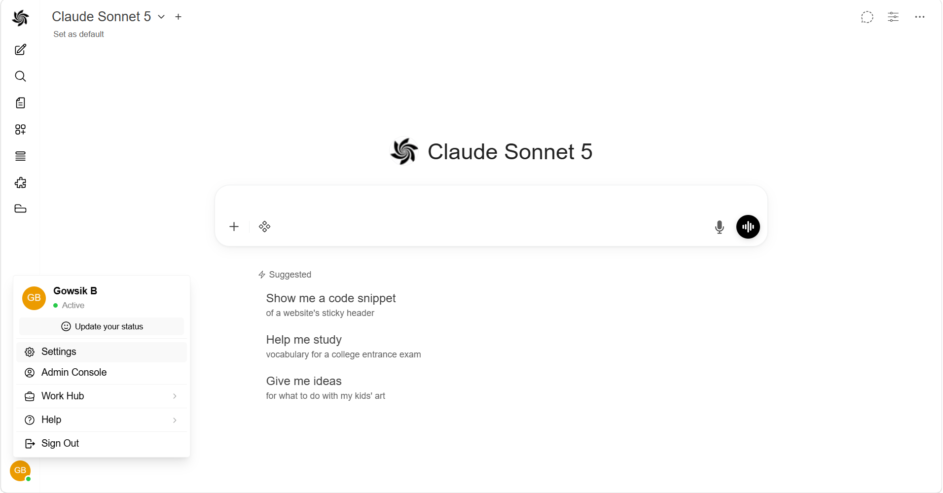 User menu showing Admin Panel option