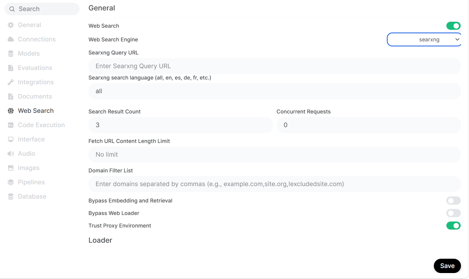 SearXNG GUI Configuration
